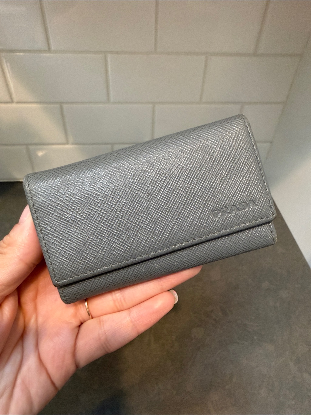 Prada KeyCard Holder Saffiano Leather